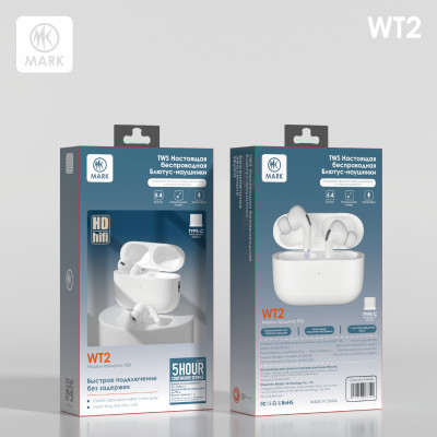 Гарнитура вакуумная Bluetooth MARK WT2 White