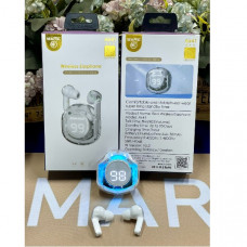 Гарнитура вакуумная Bluetooth MARK AIR41 White Беспроводная связь: V5.3. Рабочий диапозон 15м. Время зарядки: 1.5-2ч. Время разговора 5 часов. Время воспроизведения аудио 5 часов. Емкость акб наушников 3,7V/50мАч. Емкость акб кейса 300мАч.