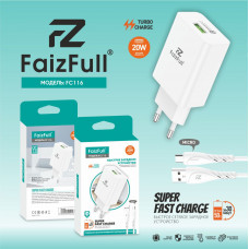 СЗУ-USB Micro FAIZFULL FC116 1м, QC3.0A, 20W, White