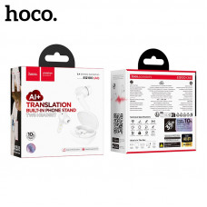Гарнитура вакуумная Bluetooth HOCO EQ100 Тranslation (с ИИ) White  Время работы: 7 ч. Аккумулятор кейса: 320 mAh. Аккумулятор наушников: 30 mAh. Режим ожидания: 180 ч. Версия Bluetooth: 5.4.