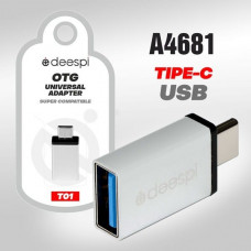 OTG переходник USB(AF)-Type-C(AM) Deespi T01 Metal (black/silver/red) АКЦИЯ!!! КРАТНО 4 шт!