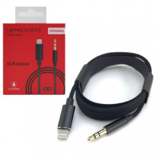 Аудио переходник Lightning(AM)-Jack3,5(AM) SX-34 1м, Black, шнуровой АКЦИЯ!!! КРАТНО 10 шт!
