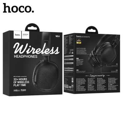 Гарнитура беспроводная полноразмерная Bluetooth HOCO W64 Black. АКЦИЯ!!! Кратно 3 шт!
