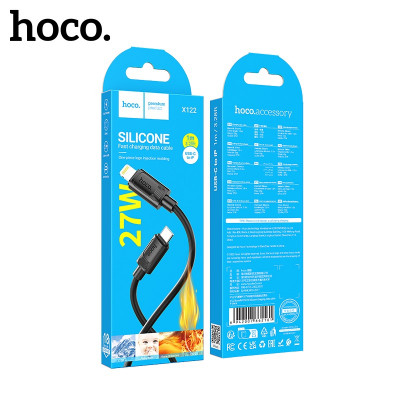 Кабель USB-C Lightning HOCO X122 1м, 27W, силикон, Black АКЦИЯ!!! Кратно 20 шт!