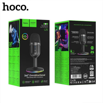 Микрофон проводной настольный НОСО L25 Black. АКЦИЯ!!! КРАТНО 2 шт!