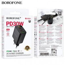 СЗУ-USB-2USB-C BOROFONE BA98A PD30W(2C1A)+18W, Black с цифровым дисплеем. АКЦИЯ!!! кратно 3 шт!