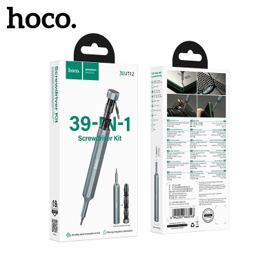 Набор отверток для ремонта электроники Hoco UT12 39в1 Grey/Black Набор включает 1 магнитную рукоятку, 1 удлинительный стержень и 30 наиболее часто используемых насадок для отвёрток. Подходит для ремонта и использования бытовых приборов, таких как ноутбуки