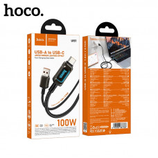 Кабель Type-C HOCO U157 1.2м, 5A, 100W, TPE, Black. Передача данных, Сердечник из чистой меди, цинковый сплав.