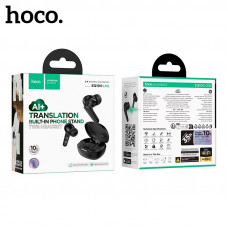 Гарнитура вакуумная Bluetooth HOCO EQ100 Тranslation  Black (с ИИ) Время работы: 7 ч. Аккумулятор кейса: 320 mAh. Аккумулятор наушников: 30 mAh. Режим ожидания: 180 ч. Версия Bluetooth: 5.4.