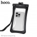 Чехол водонепроницаемый  HOCO HX54 Black. Материал: ПВХ + АБС-пластик. Подходит для устройств с диагональю экрана до 7,2 дюйма. Тип застёжки: защёлка/зажим; в комплекте длинный шнурок.
Воздушные камеры по краям предотвращают погружение чехла и повышают ег