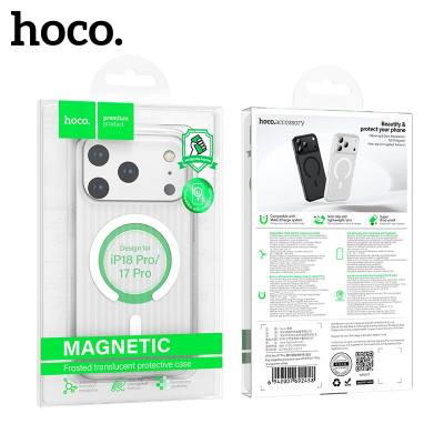 Чехол MagSafe Hoco iP 18 Pro/17 Pro матовый ребристый, White