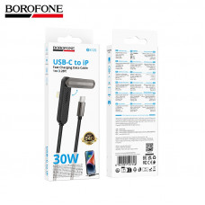 Кабель USB-C Lightning Borofone BX125 1м, 30W, плетеный, Black, угловой + складной держатель Кабель USB-C Lightning Borofone BX125 1м, 30W, плетеный, Black, угловой + складной держатель