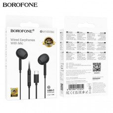 Наушники вкладыши BOROFONE BM100 Max, аудио разъем Type-C, Black АКЦИЯ!!! Кратно 10 шт!