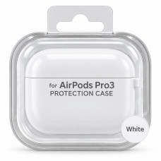 Чехол силиконовый для APods Pro 3, цвет White (слитный) с карабином.
