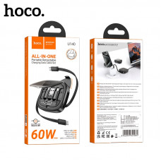 Набор путешественника HOCO U140 60W Black (Подставка для телефона, переходники: с Type-C на USB, с Type-C на Lightning, с Type-C на Micro,  Слот для СИМ-карты, Слот для TF-карты, скрепка для СИМ-карты, кабель быстрой зарядки Type-C/Type-C)
