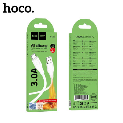 Кабель Type-C HOCO X124 Bien 1м, 3A, силикон, White