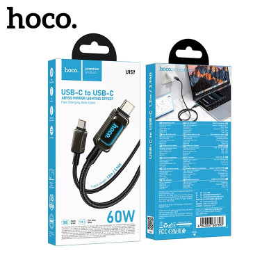 Кабель USB-C/USB-C HOCO U157 Fuente PD60W 1.2м Black, TPE Передача данных, Сердечник из чистой меди, цинковый сплав.