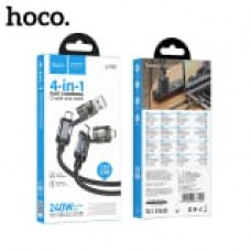 Кабель универсальный HOCO U151 (Lightning+Type-C) to (Type-C+ USB) 1,2м, 240W, Black  АКЦИЯ!!! Кратно 3 шт!