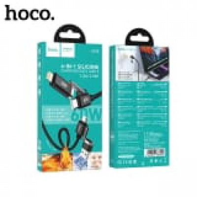Кабель универсальный HOCO U155 (Lightning+Type-C) to (Type-C+ USB) 1,2м, 2.4A, Black  АКЦИЯ!!! Кратно 3 шт!