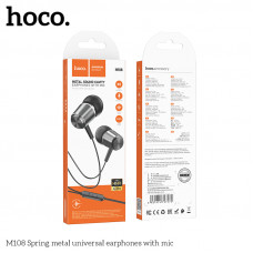 Гарнитура вакуумная HOCO M108 Black с МК, длина кабеля: 1,2 м. АКЦИЯ!!! Кратно 10 шт!