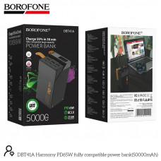 Внешний аккумулятор 50000 mAh Borofone DBT41A Harmony PD65W Black 3 USB выхода. 3 входа Type-C, LED Дисплей. Внешний аккумулятор 50000 mAh Borofone DBT41A Harmony PD65W Black 3 USB выхода. 3 входа Type-C, LED Дисплей.