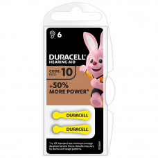 Батарейка DURACELL ZA10 6-BL (для слуховых аппаратов)  АКЦИЯ!!! Кратно 12 шт!