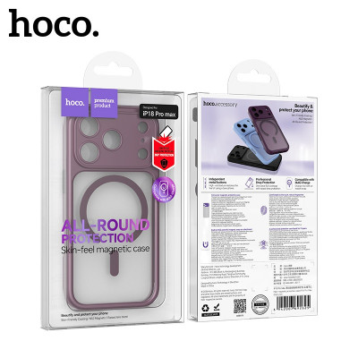 Чехол МagSafe Hoco Skin Shell iP 18 Pro Max закрытая камера, цвет, Cherry red