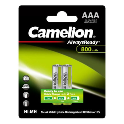 Аккумулятор Camelion R03 (800mAh) Always Ready Ni-Mh BL-2 (2/24/480)