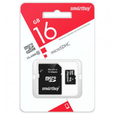 Карта памяти MicroSDHC 16Gb Smartbuy Class10 UHS-1 с SD-адаптером