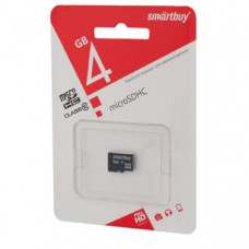 Карта памяти MicroSDHC SmartBuy 4Gb Class10 без адаптера