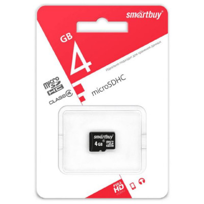Карта памяти MicroSDHC SmartBuy 4Gb Class 4 без адаптера