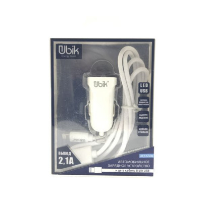 АЗУ-USB Lightning UBIK 2A белый (UCS12L)