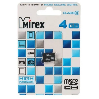 Карта памяти MicroSDHC Mirex 4Gb Class 4 без адаптера