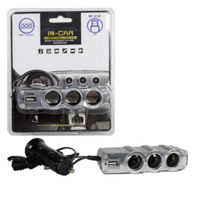 Разветвитель прикуривателя IN-CAR WF-0120 TDS (TS-CAU24) (3 выхода+USBх5V/500mA)