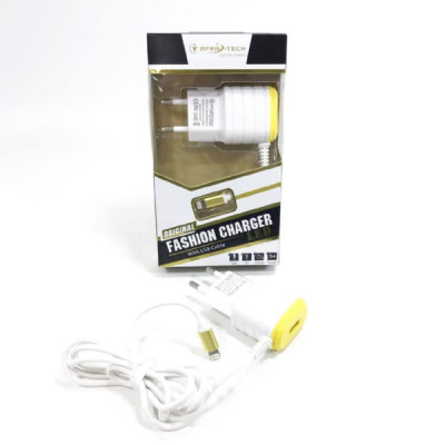 СЗУ Lightning + USB Afka-Tech AF1008/1012 1,2м, 5V, 1,5A. Сетевое зарядное устройство Lightning + выход USB, длина кабеля 1,2м