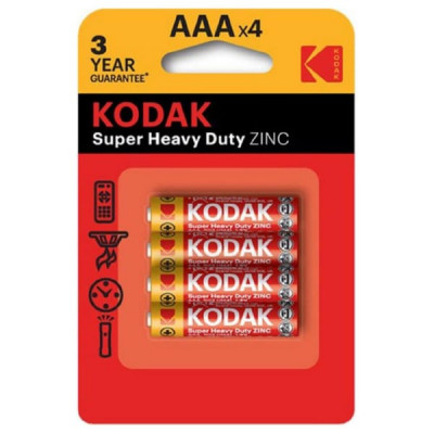 Батарейка KODAK R03 BL-4 Super Heavy Duty ZINC (K3AHZ-4)  (48/240)