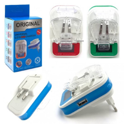СЗУ-лягушка LCD USB индик. заряда,евро розетка(EU)