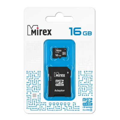 Карта памяти MicroSD 16Gb MIREX Class 4 с адаптером