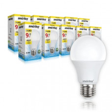 Лампа светодиодная SMART BUY A60-9W-220V-3000K-E27 (тёплый свет) (1/10/50)