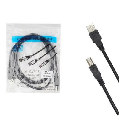 Кабель для принтера 1,5м с фильтром DL31 USB 2.0, черный