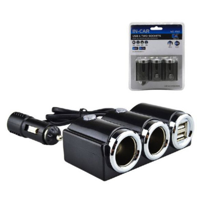 Разветвитель прикуривателя Olesson WF-1502 (3гн, 2USB) с кабелем Длина шнура: 60см