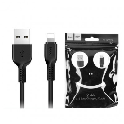 Кабель Lightning HOCO X13 Easy 1м, 2.4A, ПВХ, Black