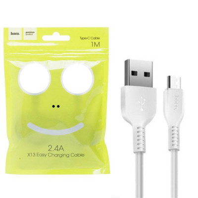Кабель Type-C HOCO X13 Easy 1м, 2.4A, ПВХ, White, блистер