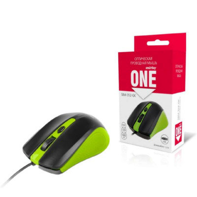 Мышь проводная SmartBuy ONE 352 зеленая/черная  (1/100)