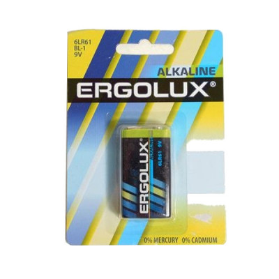 Батарейка ERGOLUX 6LR61 Alkaline BL-1 (1/12/60)